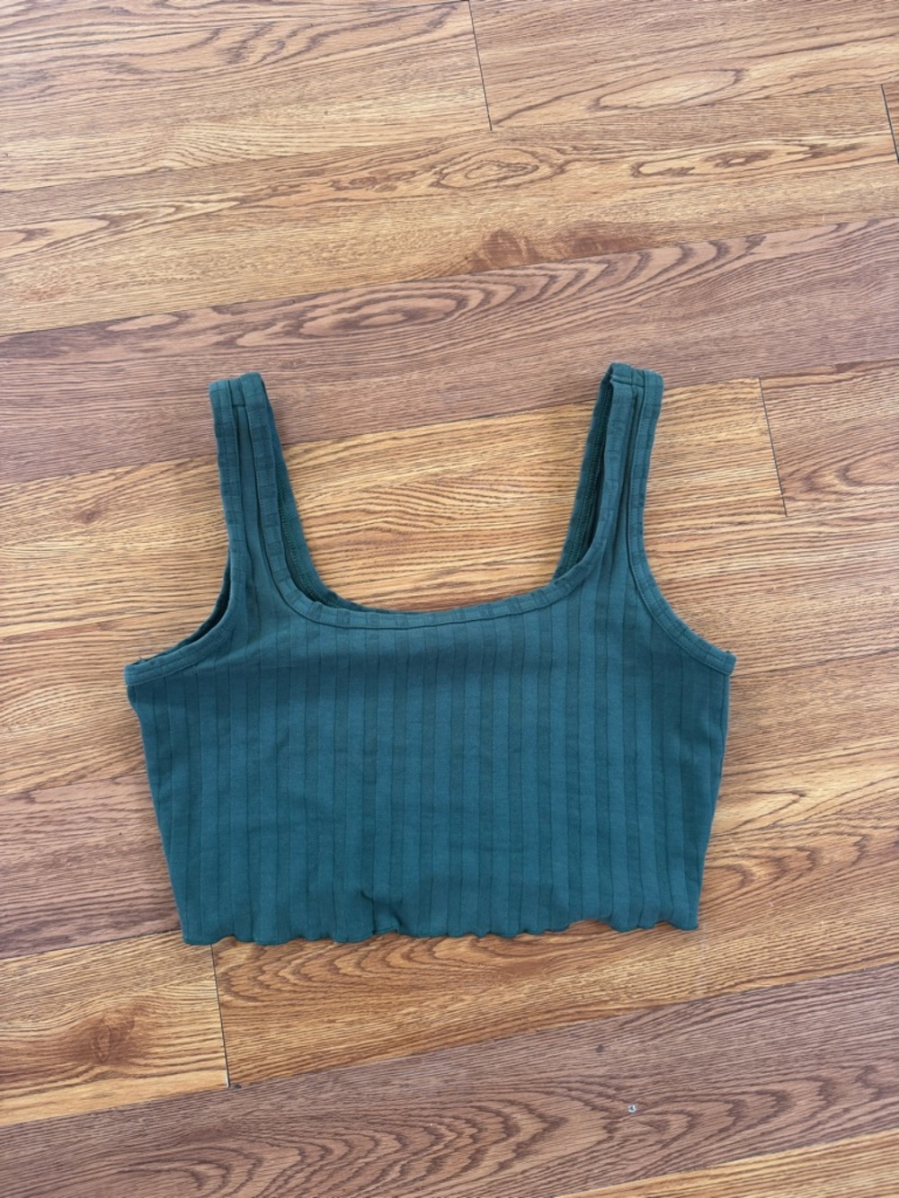 aerie Ribbed Square-Neck Crop Tank Top - Forest Green
